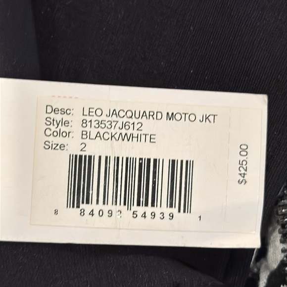 Rebecca Taylor Jacquard Black Leopard & Leather Trim Moto Jacket Size 2 NWT - Picture 5 of 15